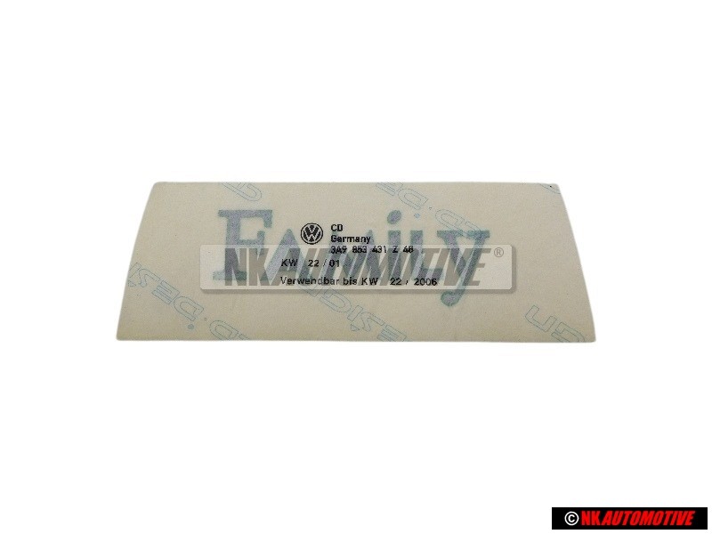 VW Original Rotulo Autoadhesivo Verde/Plata/Azul - 3A9853431 Z48