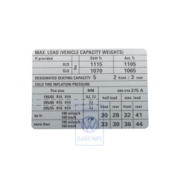 VW Original Adhesivo P. Presion Neumaticos - 3B0010275A
