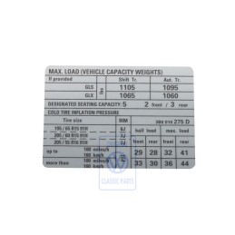 VW Original Adhesivo P. Presion Neumaticos - 3B0010275D
