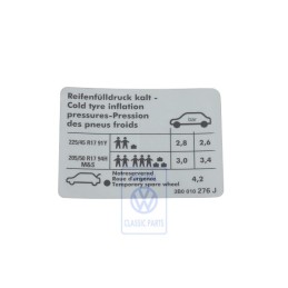 VW Original Adhesivo P. Presion Neumaticos - 3B0010276J