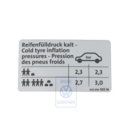 VW Original Adhesivo P. Presion Neumaticos - 3C0010455N