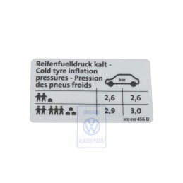 VW Original Adhesivo P. Presion Neumaticos - 3C0010456D