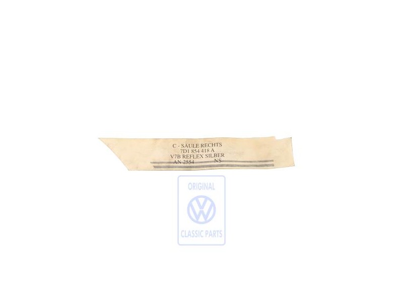 VW Original Lamina Decorativa Para Pilar C Plata Reflex - 7D1854418A V7B