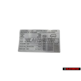 VW Original Adhesivo P. Presion Neumaticos - 7H0010626H