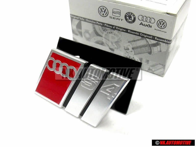 Audi Original S4 Frente Rotulo Insignia Emblema Cromo Rojo - 4A0853736 2ZZ