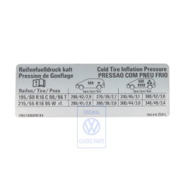 VW Original Adhesivo P. Presion Neumaticos - 7M3010254L