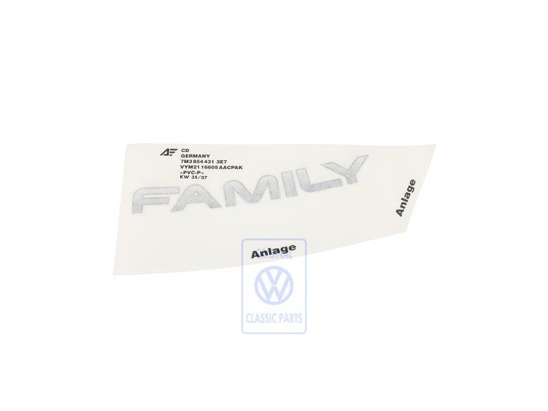 VW Original Rotulo Autoadhesivo Gris Oscuro - 7M3854431 3E7