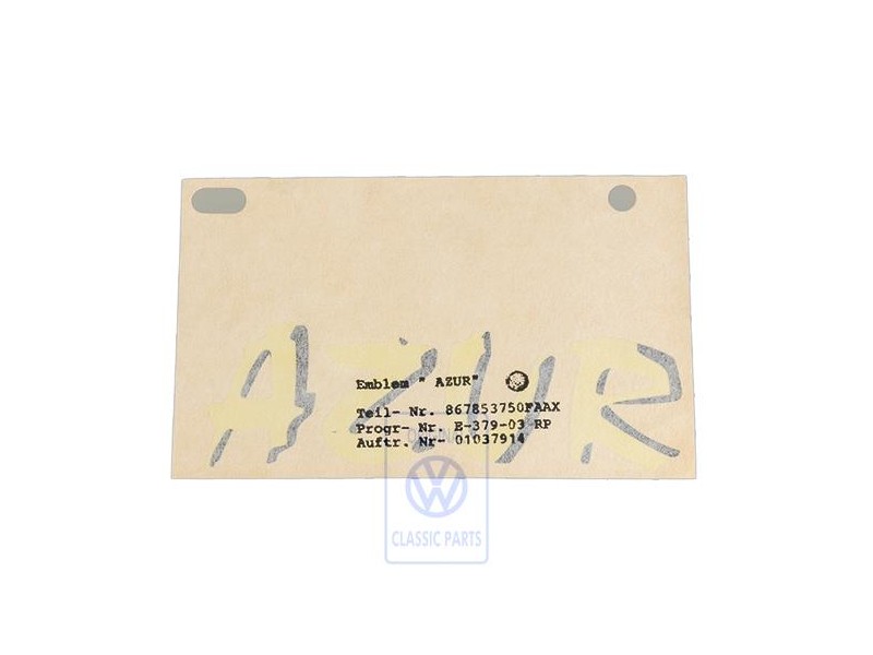 VW Original Rotulo Autoadhesivo Amarillo/Negro Satinado - 867853750F AAX