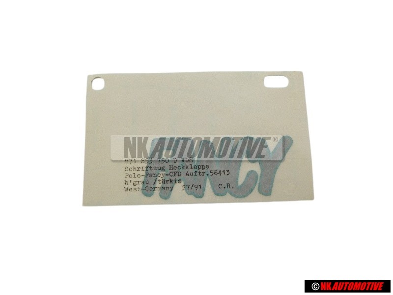 VW Original Rotulo Autoadhesivo Gris Claro-Metalizado/Turquesa - 871853750D VD8