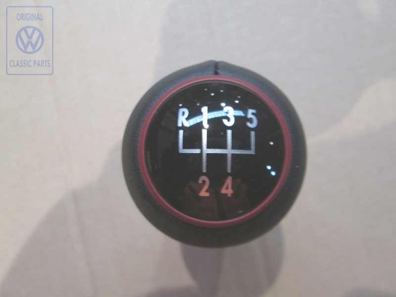 VW Original Pomo Palanca Cambio Negro/Rojo Murano - 7D0711141 LSR