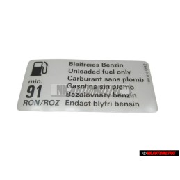 VW Original Placa De Identificacion 'Gasolina Sin Plomo' - 1H0010092