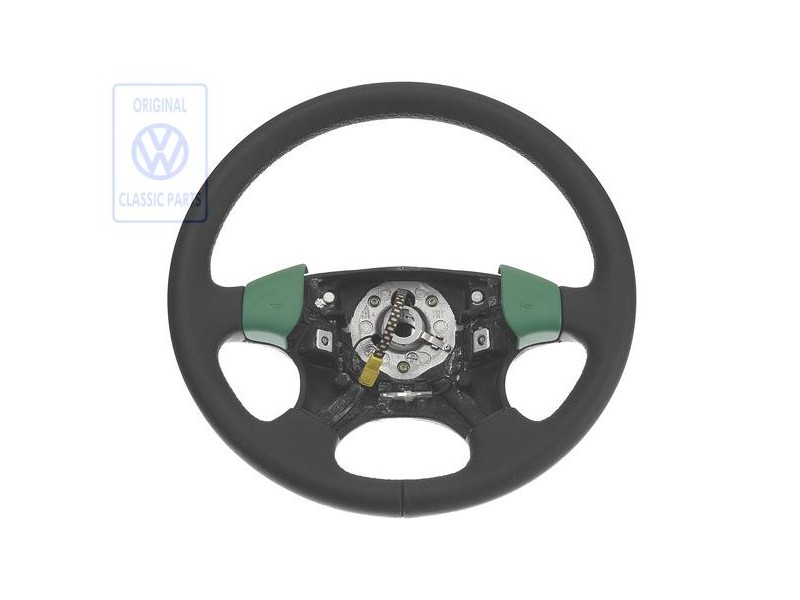 VW Original Volante Direccion Cuero Negro Satinado/Salsa Green - 1H0419091ADEBR