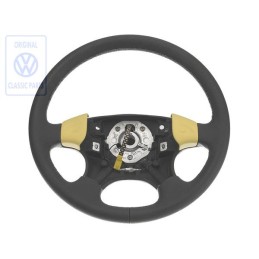 VW Original Volante Direccion Cuero Negro Satinado/Amarillo - 1H0419091ADEBT