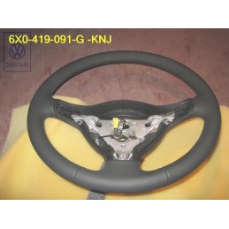 VW Original Volante Direccion Cuero Negro/Verde - 6X0419091G KNJ