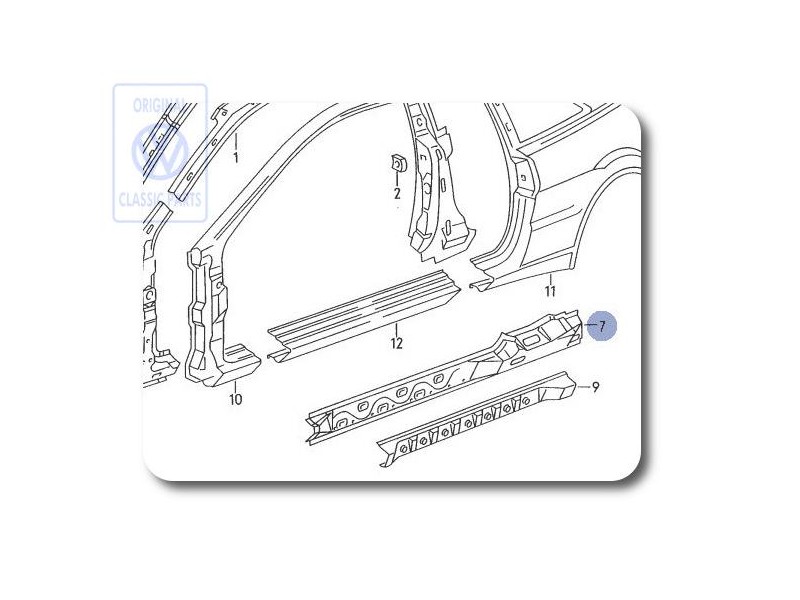 VW Original Refuerzo Larguero Inferior - 535810621
