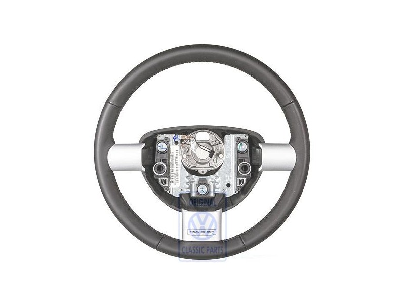 VW Original Volante Direccion Cuero Negro Satinado - 1C0419091DNOBC