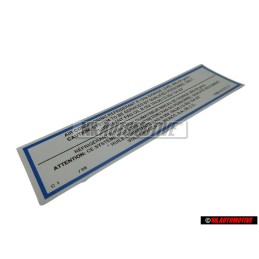 VW Original Adhesivo Air Conditioning Refrigerant R134A - 1HM010211F