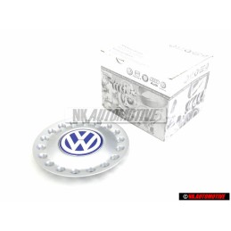 VW Original Tapacubos Plata Brillante/Azul/Blanco - 1C0601149D GTT
