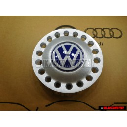 VW Original Tapacubos Plata Brillante/Azul/Blanco - 1C0601149D GTT