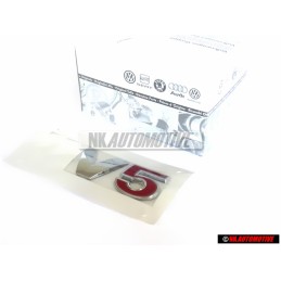 VW Original V5 Trasero Rotulo Insignia Emblema Cromo Rojo - 1J0853675ABGQF