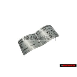VW Original Placa De Identificacion Presion Neumatico Frio - 701010082P