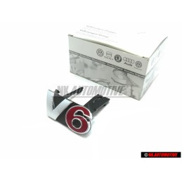VW Original V6 Frente Rotulo Insignia Emblema Cromo Rojo - 1J5853679A GQF