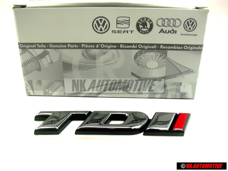 VW Original TDI Trasero Rotulo Insignia Emblema Cromo Rojo - 1H0853675E EQW