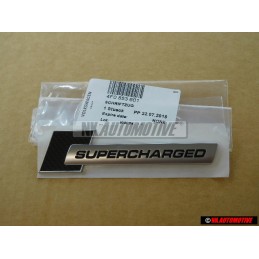 Audi Original SUPERCHARGED Lado Rotulo Insignia Emblema Negro Cromo - 4F0853601