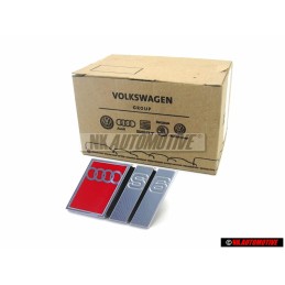 Audi Original S6 Frente Rotulo Insignia Emblema Cromo Rojo - 4A5853736C 2ZZ