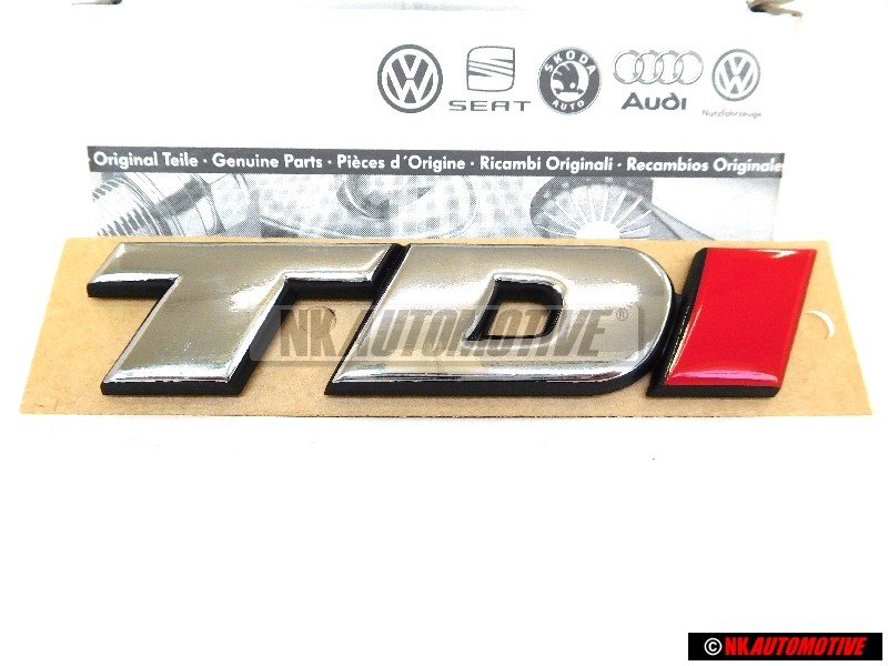 VW Original TDI Trasero Rotulo Insignia Emblema Cromo Rojo - 7D0853675C EQW