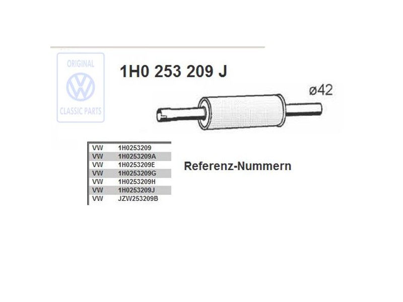 VW Original Silenciador Previo - 1H0253209J