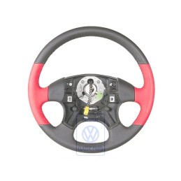 VW Original Volante Direccion (Cuero) Negro Satinado/Rojo Flash - 1H0419091AMEQZ
