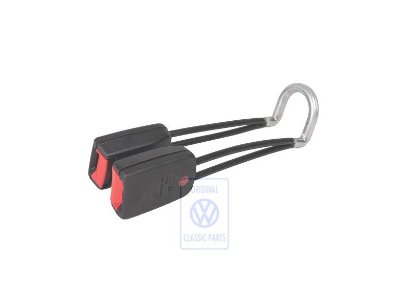 VW Original Cierre De Cinturon Doble Negro Satinado/Rojo Fuego - 1H0857739A FCN