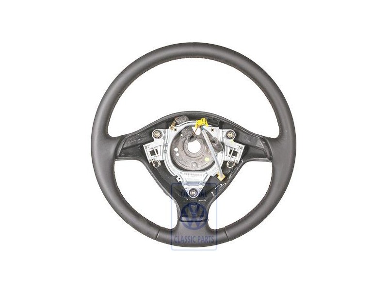 VW Original Volante Deportivo Cuero Negro/Rojo - 1J0419091AELMD