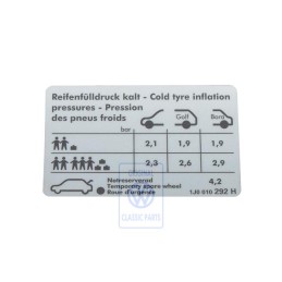 VW Original Adhesivo P. Presion Neumaticos - 1J0010292H