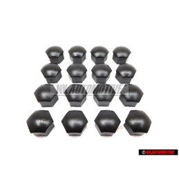 16x VW Original Capuchon P. Tornillo Rueda Negro Satinado - 321601173A 01C