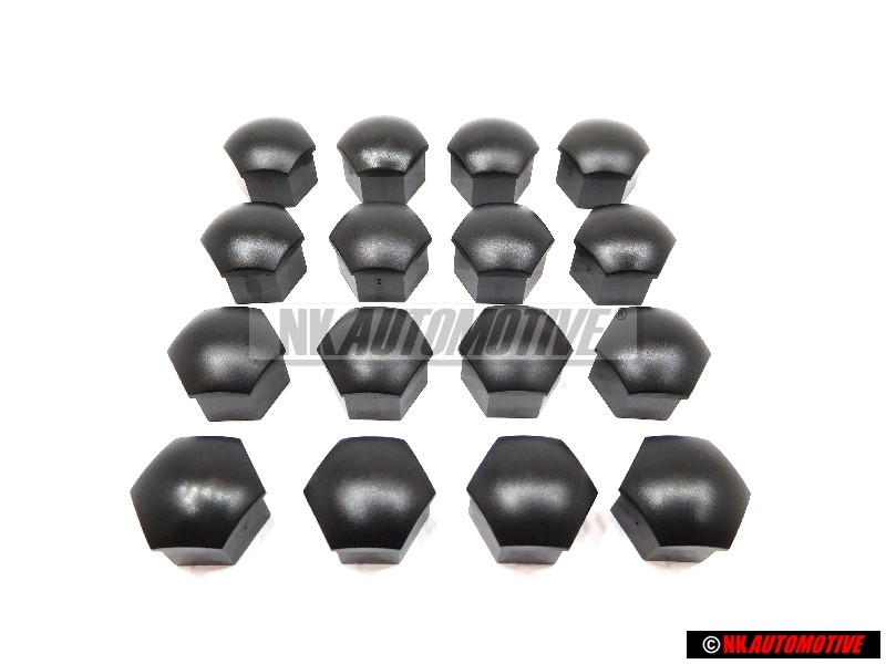 16x VW Original Capuchon P. Tornillo Rueda Negro Satinado - 321601173A 01C