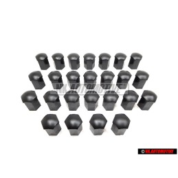 25x VW Original Capuchon P. Tornillo Rueda Negro Satinado - 867601173 01C