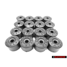 16x VW Original Capuchon P. Tornillo Rueda Negro Satinado - 1K0601173 9B9