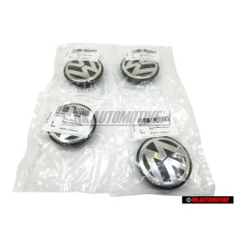 4x VW Original Tapa Protectora Negro Satinado/Brillo Cromo - 3B7601171 XRW