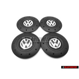 4x VW Original Tapacubos Negro Satinado/Brillo Cromo - 7H0601151B RVB