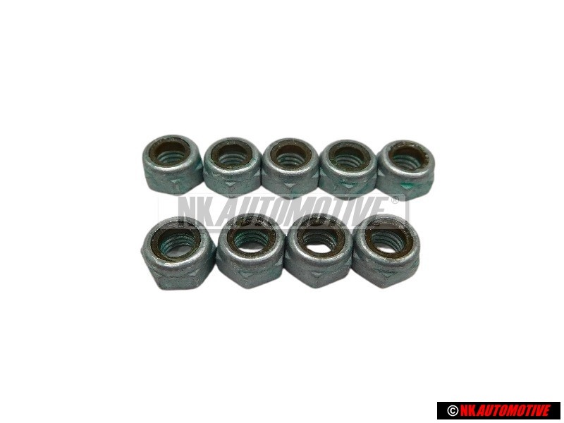 9x VW Original Tuerca Hexag., Autoblocante - N 01118312