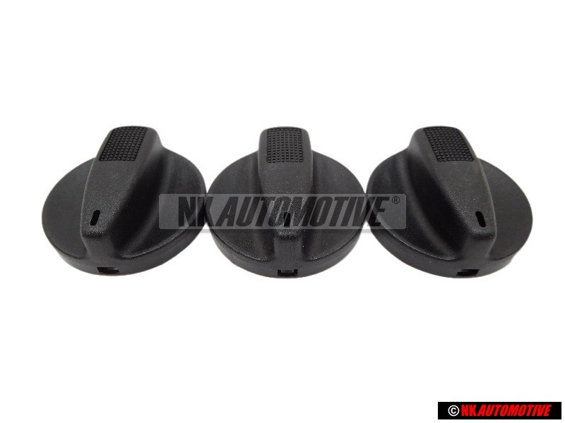 3x VW Original Boton Negro Satinado - 1H0819129 01C