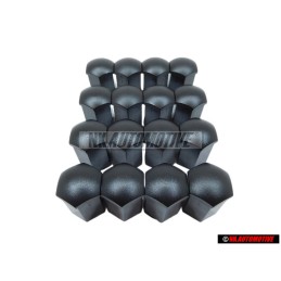 16x VW Original Capuchon P. Tornillo Rueda Negro Satinado - 867601173 01C