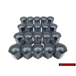 20x VW Original Capuchon P. Tornillo Rueda Negro Satinado - 867601173 01C