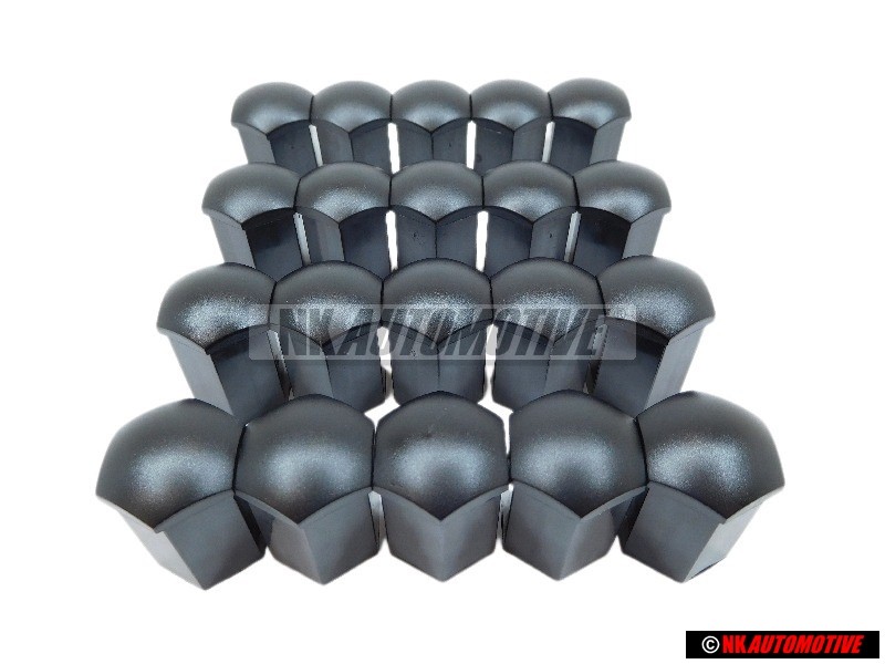 20x VW Original Capuchon P. Tornillo Rueda Negro Satinado - 867601173 01C