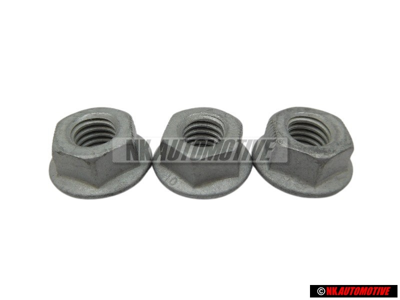 3x VW Original Tuerca De Collar Hexagonal, Autoasegurante - N 90226404