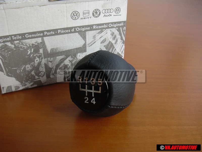 VW Original Pomo Palanca Cambio (Cuero) Negro - 161711141D 1BX