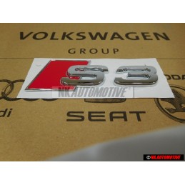 Audi Original S3 Trasero Rotulo Insignia Emblema Cromo Rojo - 8P0853735 2ZZ