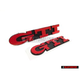 VW SET GTI Parrilla Delantera Traseras Conjunto Arranque Emblema Rojo - Golf MK3